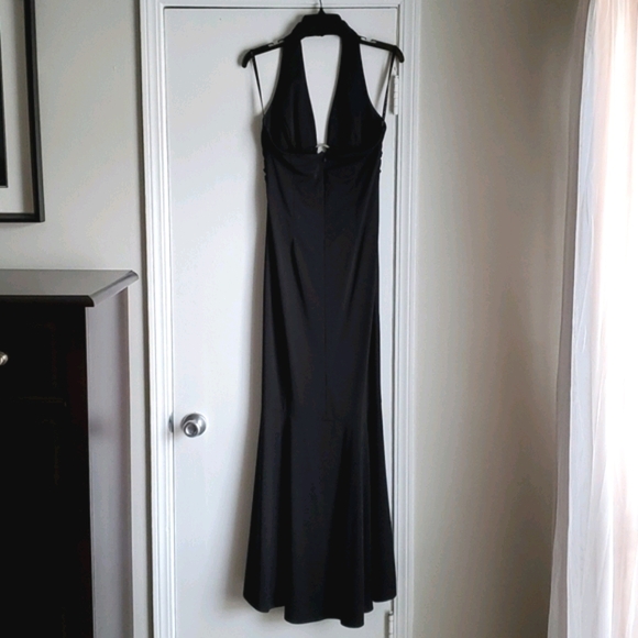 Black Evening Gown with Plunging Neckline - Picture 4 of 4